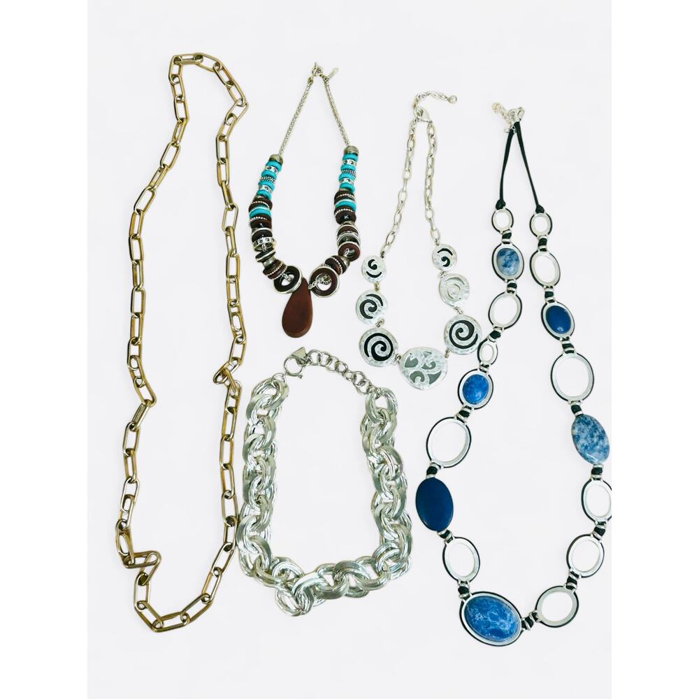 Chunky Modern Statement Necklaces Small Lot Good Condition Eclectic Fun Jewelry